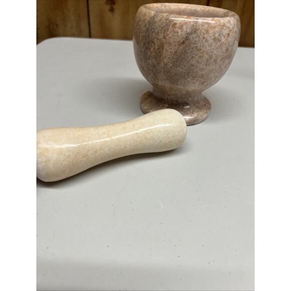 Mortar and Pestle Marble Stone Light Pink Yellow Pharmaceutical 4" - Picture 4 of 5